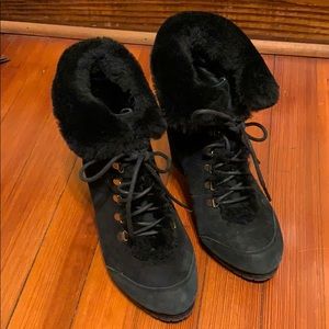 LK Bennett black shearling boots